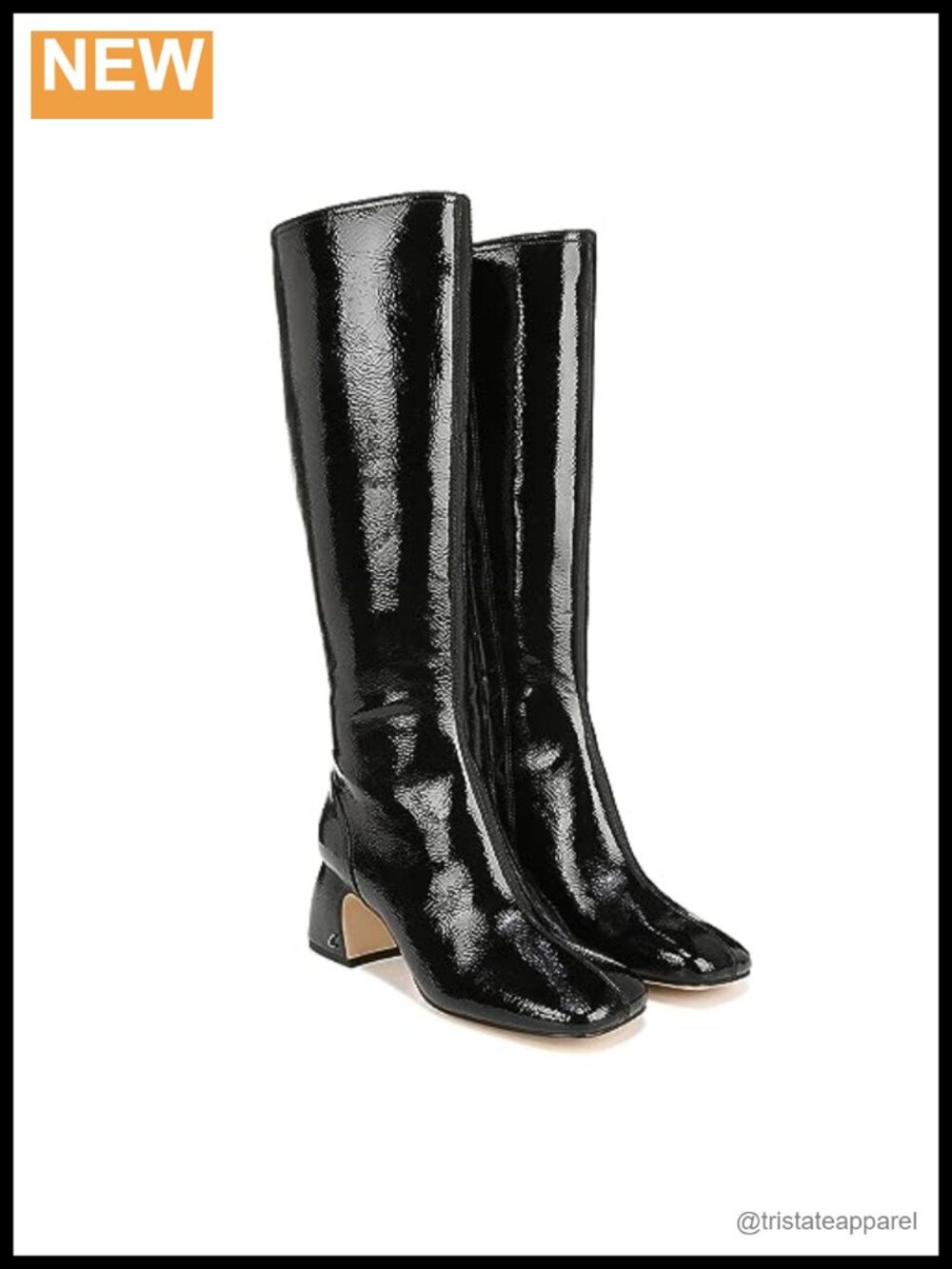 Knee-High Block Heel Boots Square Toe Side Zip Synthetic